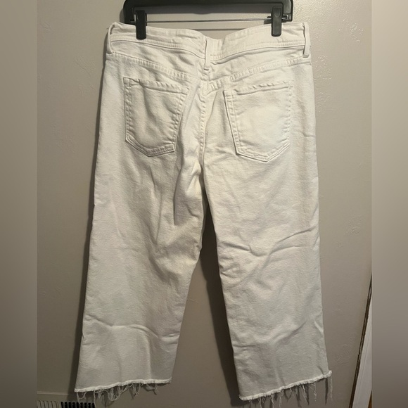 JUST USA Women’s 33 White Stretch Denim Straight Leg Ankle Cropped Jeans Raw Hem - Picture 10 of 13